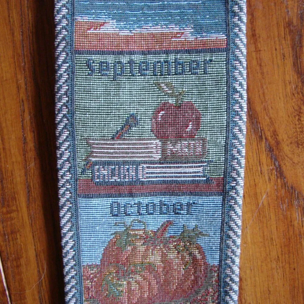 Vintage Tapestry Wall Hanging Monthly Seasons Calendar 36